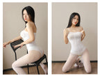 Chest Wrap Stockings One-Piece Nightdress - Hollow Out Design