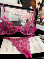 Parisian Nights Embroidered Lace Bralette - French Mesh Set