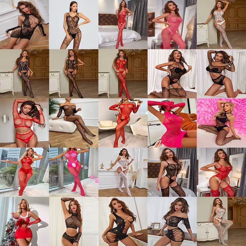 Plus Size Christmas Halloween Mesh Sleepwear Set - Holiday Themed