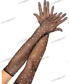 Shiny Diamond Mesh Gloves - Retro Grid Pattern Accessories