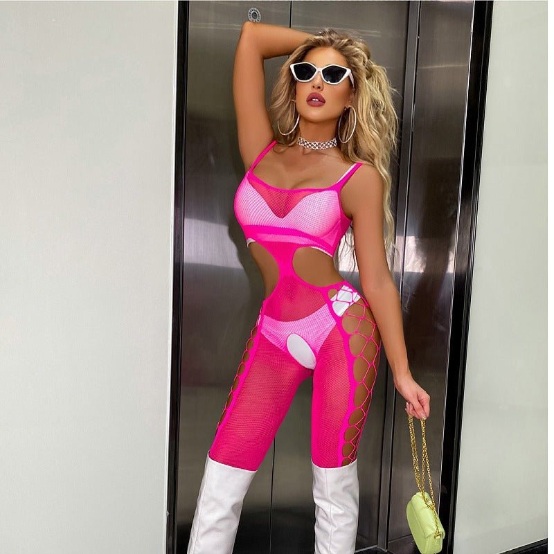 Hollow Out Pantyhose with Garter Straps