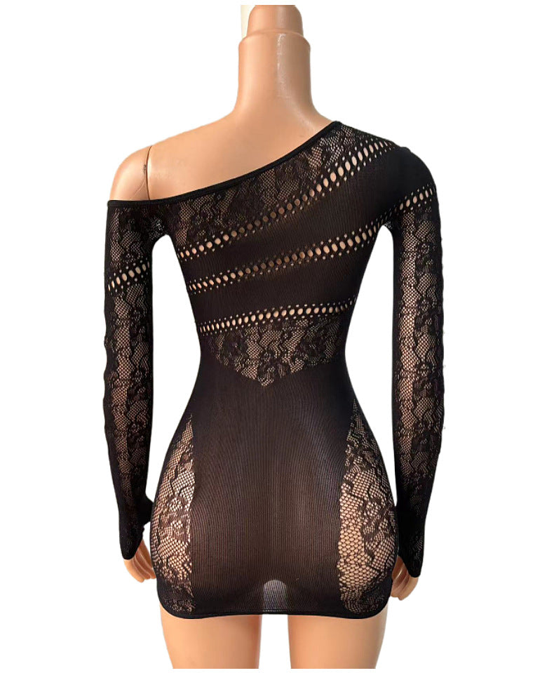 Off-Shoulder Mesh Nightdress - Fashion Sleepwear