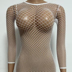 Plus Size Mesh Bodysuit - Hollow Out One-Piece Swimsuit