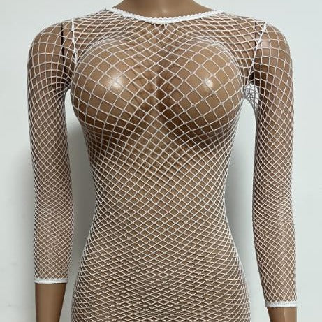 Plus Size Mesh Bodysuit - Hollow Out One-Piece Swimsuit