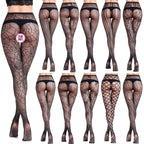 Jacquard Fishnet Stockings - Patterned Mesh Pantyhose Plus Size