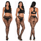 Fishnet Jacquard Pantyhose Set - Sleepwear Combo