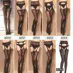 Jacquard Fishnet Pantyhose with Garter - Patterned Tights