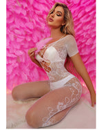 Jacquard Mesh Dress with Stockings - One Piece Nightwear Set