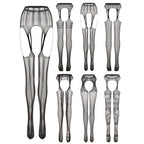 Jacquard Fishnet Pantyhose with Garter - Plus Size Tights