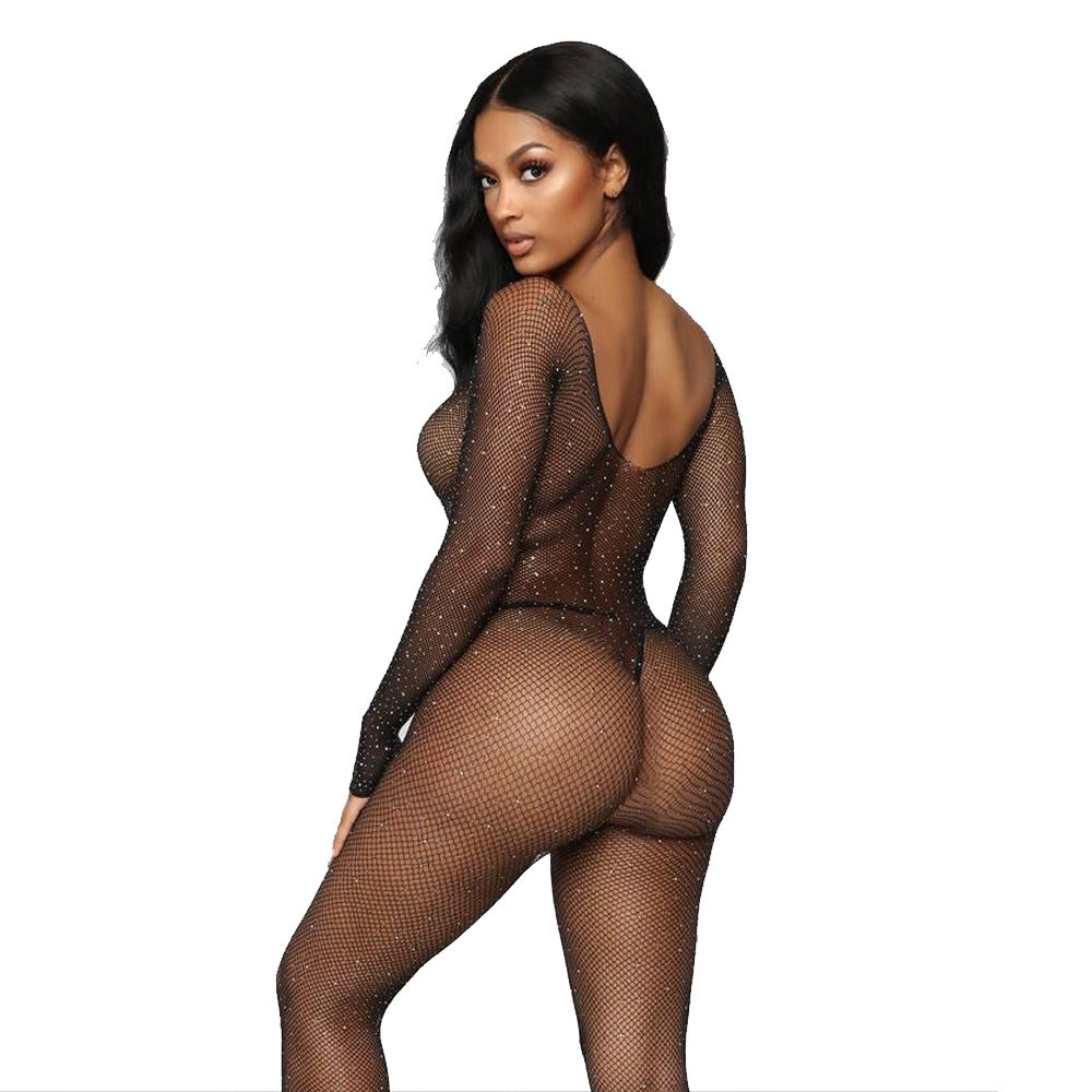 Rhinestone Mesh Bodysuit - Fishnet Lingerie