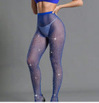 Rhinestone Fishnet Pantyhose - High Waist Slim Fit Plus Size