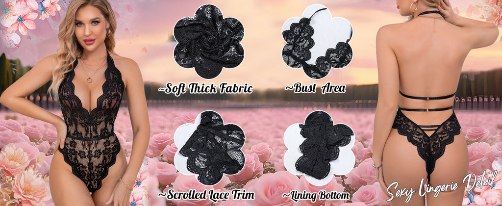 Bridal Bliss Deep V Bodysuit - Backless Lace Teddy