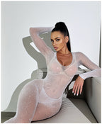 Tight-Fitting Bodysuit - Hollow Out Body-Shaping Design