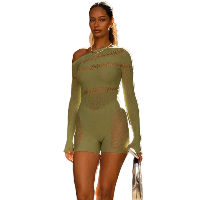 Off-Shoulder Mesh Nightdress - Fashion Sleepwear