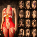 Lace Bodysuit Lingerie Set with Stockings - One Piece Sleepwear