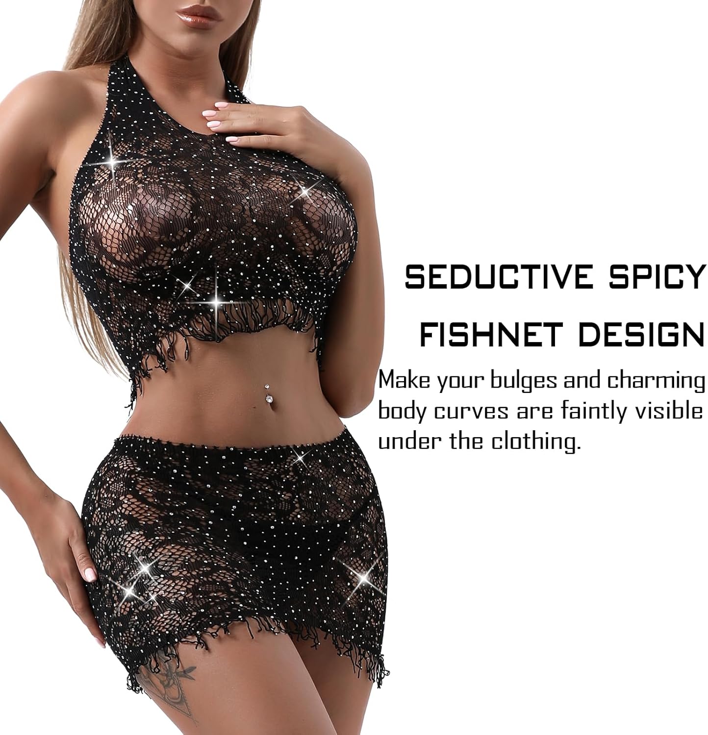 Fishnet Bodysuit Lingerie Set - Mesh Teddy Babydoll