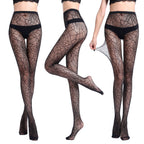 Jacquard Fishnet Stockings - Patterned Mesh Pantyhose Plus Size