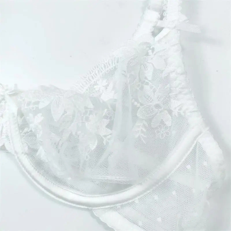 Parisian Whisper French Lace Set - Ultra-Thin Underwire Bra