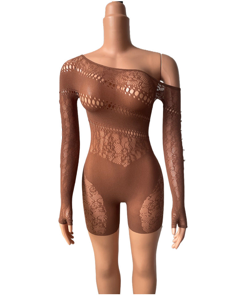 Off-Shoulder Mesh Nightdress - Fashion Sleepwear