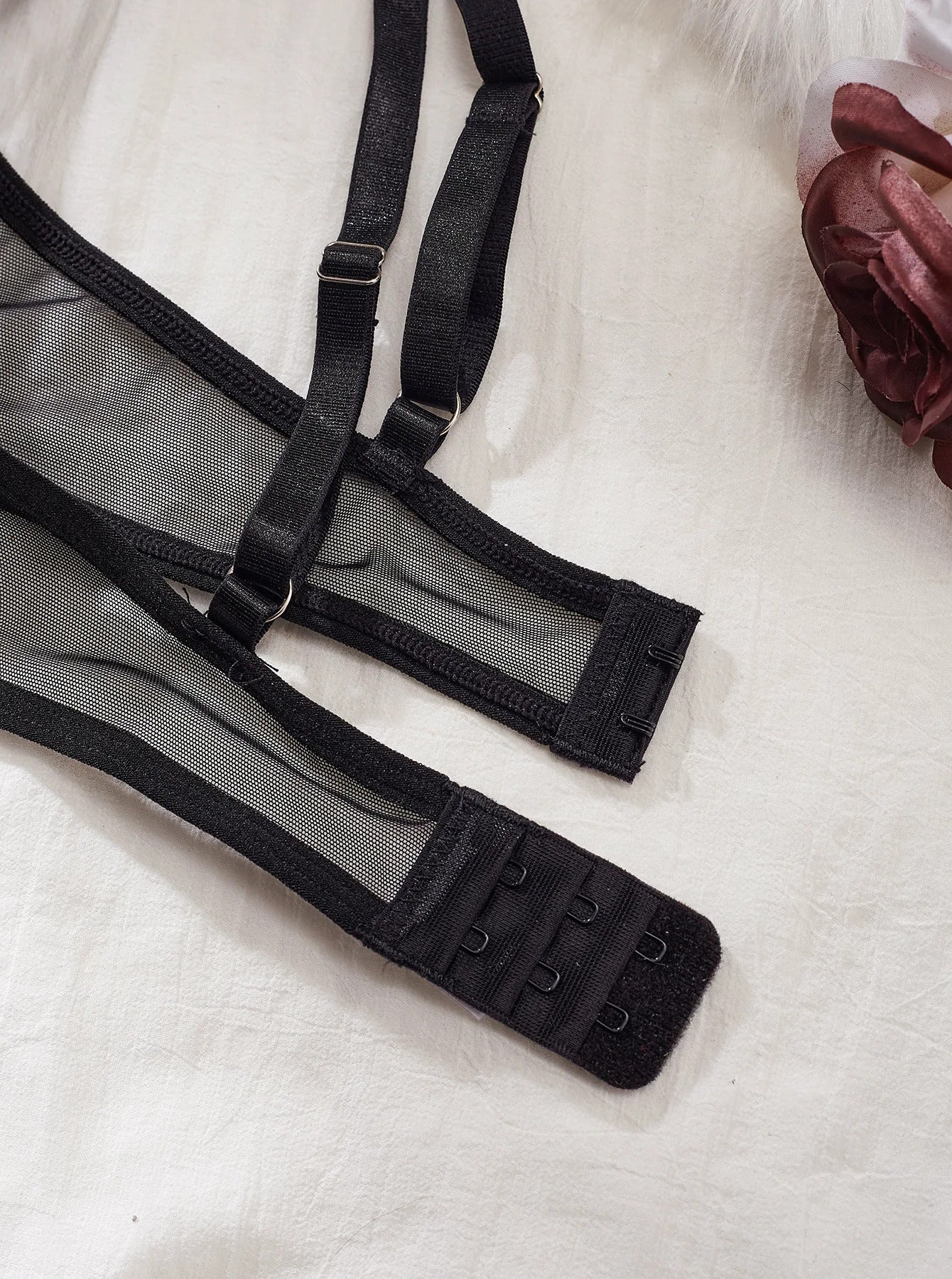 Butterfly Glamour Mesh Lingerie - Sequin Bra and Brief Set