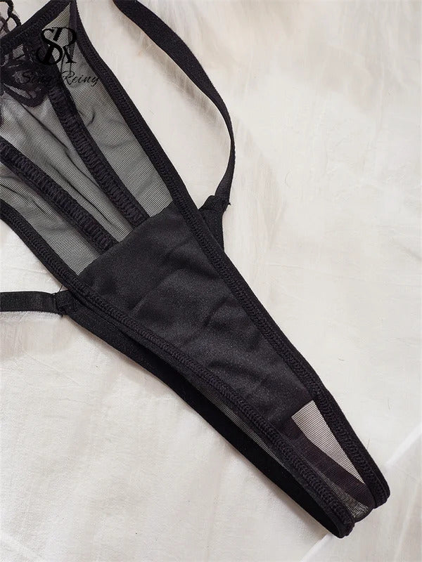 Butterfly Glamour Mesh Lingerie - Sequin Bra and Brief Set