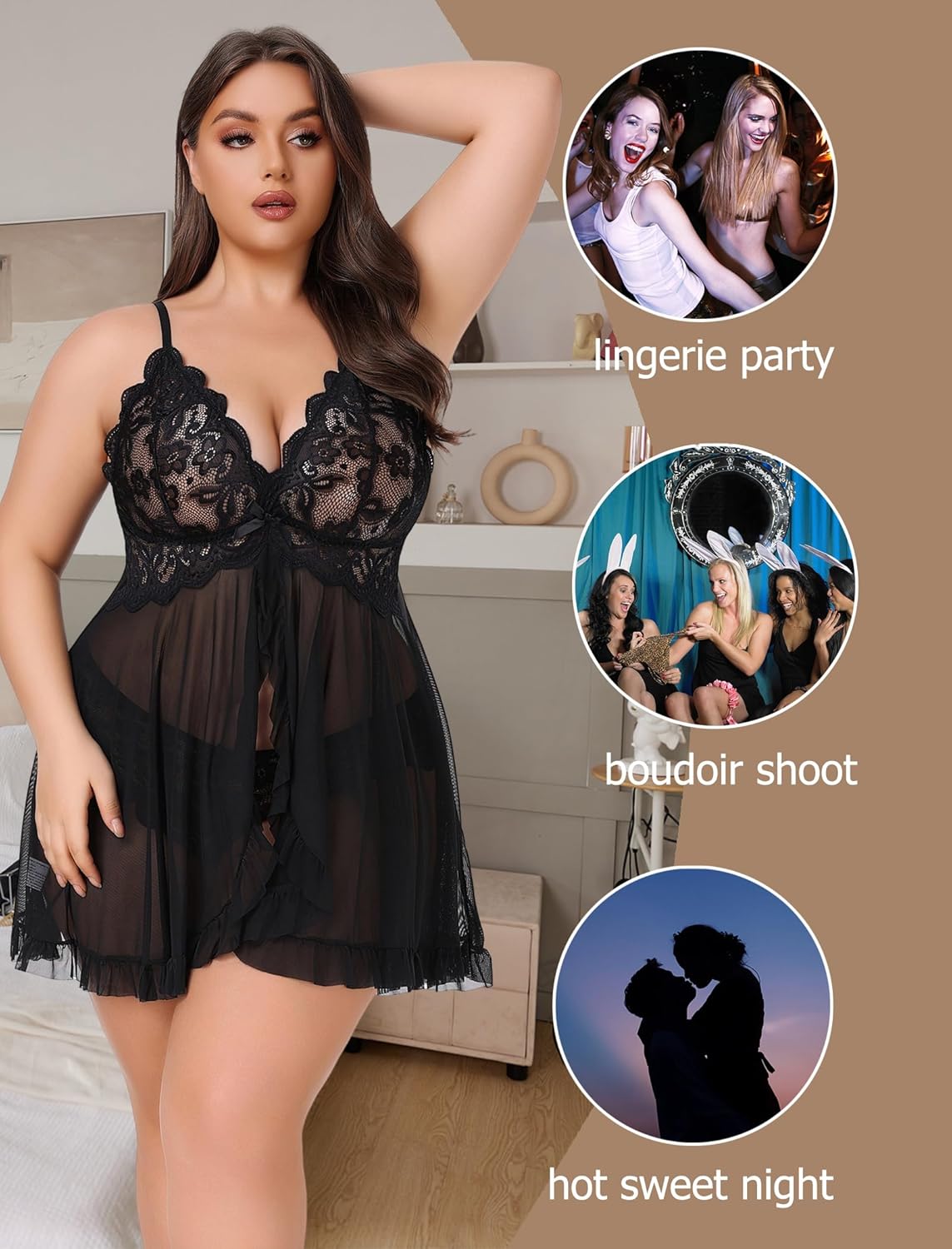 Curves Divine Plus Size Babydoll - V-Neck Open Front