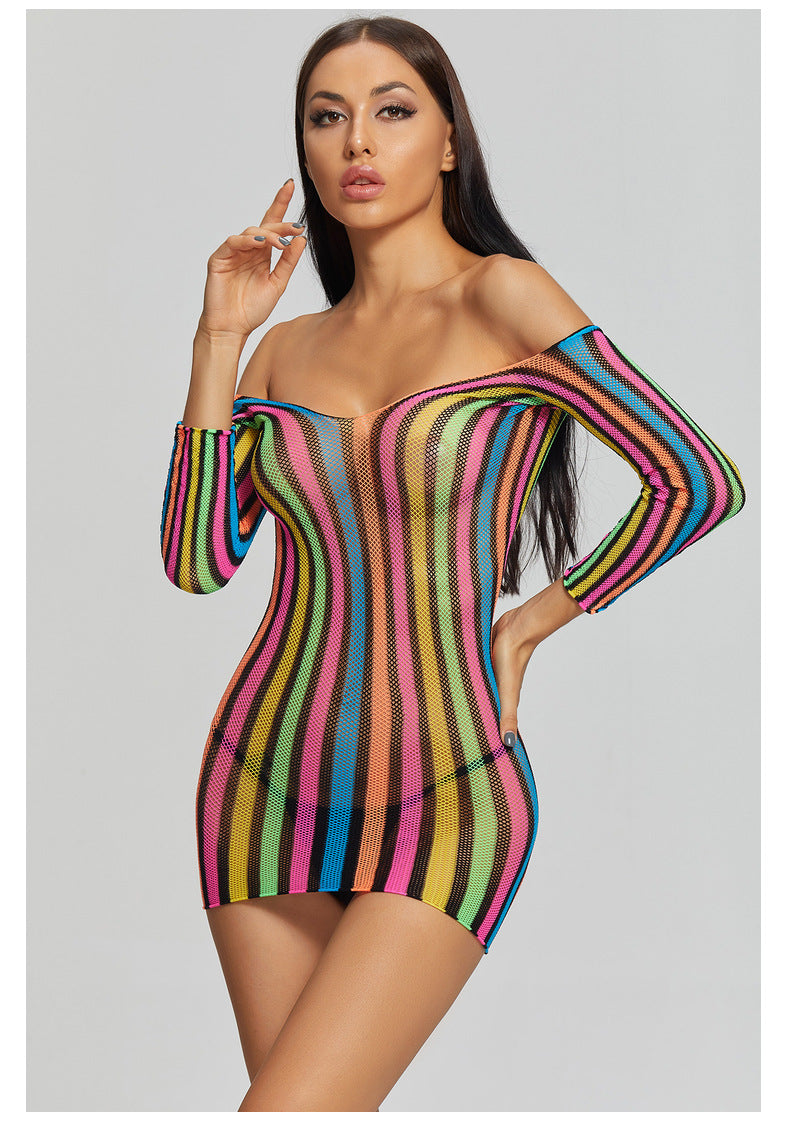 Bodycon Mesh Nightdress - One-Piece Sleepwear
