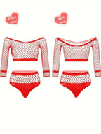 Hollow Out Mesh Nightdress - Sheer Sleepwear Set