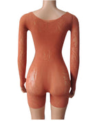 Mesh Bodycon Bodysuit - High Waist Long Sleeve Sleepwear