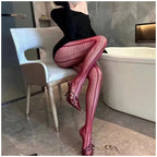 Vertical Striped Fishnet Stockings - High Waist Slim Fit Pantyhose