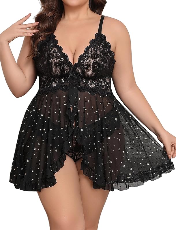 Curves Divine Plus Size Babydoll - V-Neck Open Front