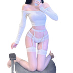 Garter Belt Stockings Set - Ultra-Thin Thigh Highs