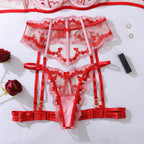 Sweetheart Embroidery Set - 4 Piece Waist Shaping Lingerie