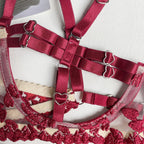 Romance in Straps Lace Lingerie - Elegant Bra and Panty Set
