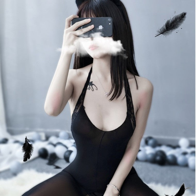 Lace Mesh Bodysuit - One Piece Sleepwear