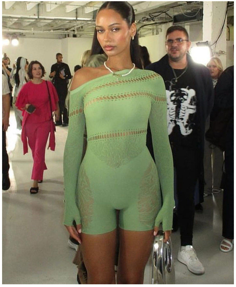 Off-Shoulder Mesh Nightdress - Fashion Sleepwear