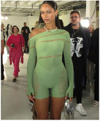 Off-Shoulder Mesh Nightdress - Fashion Sleepwear