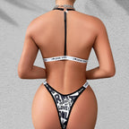 Bold Statement Letter Print Set - Wire-Free Bra and Thong