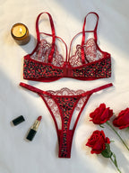 Wild Romance Leopard and Floral Set - Black Lace Lingerie