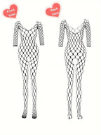 Hollow Out Fishnet Bodysuit - Tight-Fitting One Piece Design