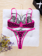 Wild Romance Leopard and Floral Set - Black Lace Lingerie