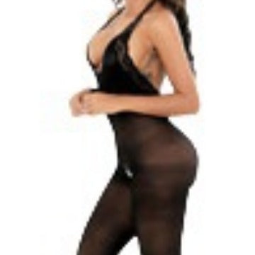Lace Halter Nightdress with Stockings - One Piece Set