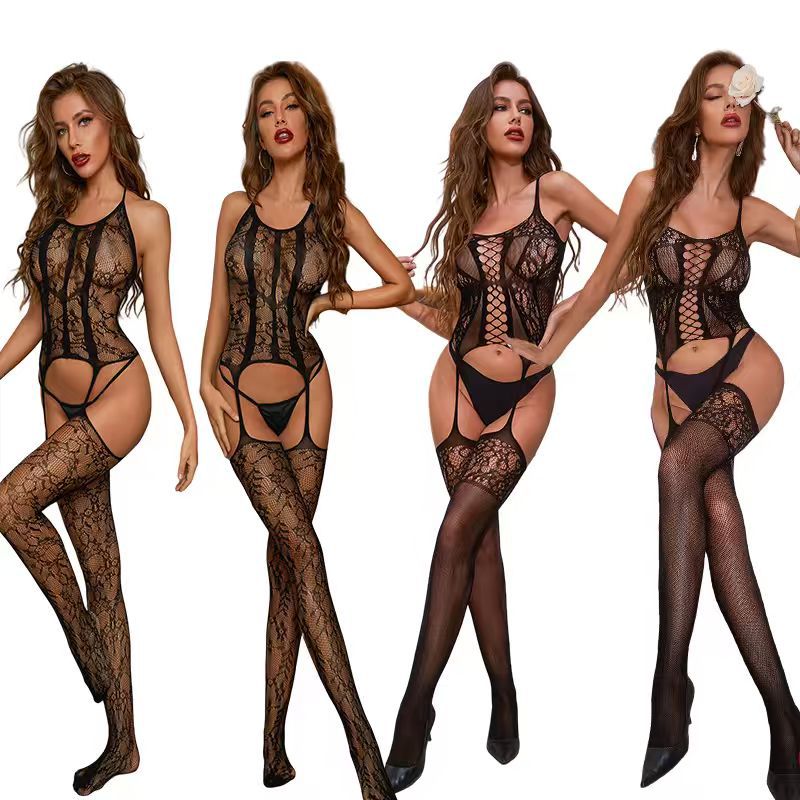 Plus Size Christmas Halloween Mesh Sleepwear Set - Holiday Themed