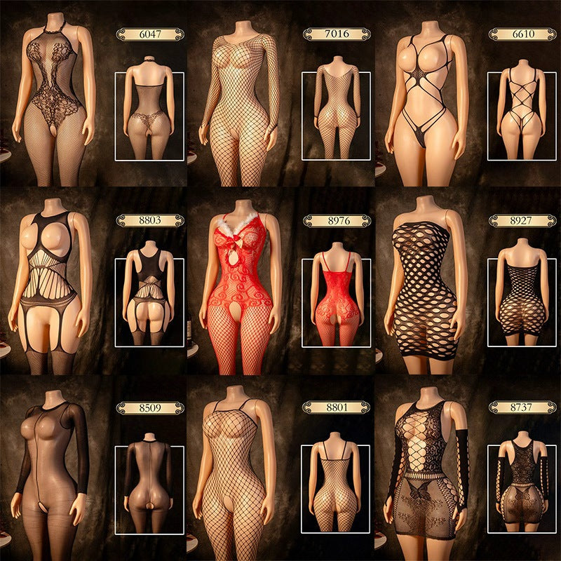 Christmas Mesh Nightdress Set - Holiday Sleepwear