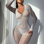 Tight-Fitting Bodysuit - Hollow Out Body-Shaping Design