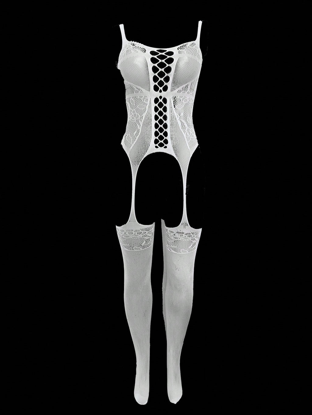 Jacquard Hollow Out Pantyhose - Women's Bodysuit Set