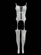 Jacquard Hollow Out Pantyhose - Women's Bodysuit Set