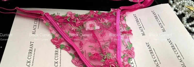 Parisian Nights Embroidered Lace Bralette - French Mesh Set