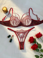 Wild Romance Leopard and Floral Set - Black Lace Lingerie