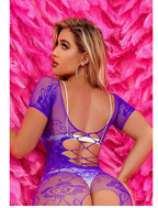 Jacquard Mesh Dress with Stockings - One Piece Nightwear Set